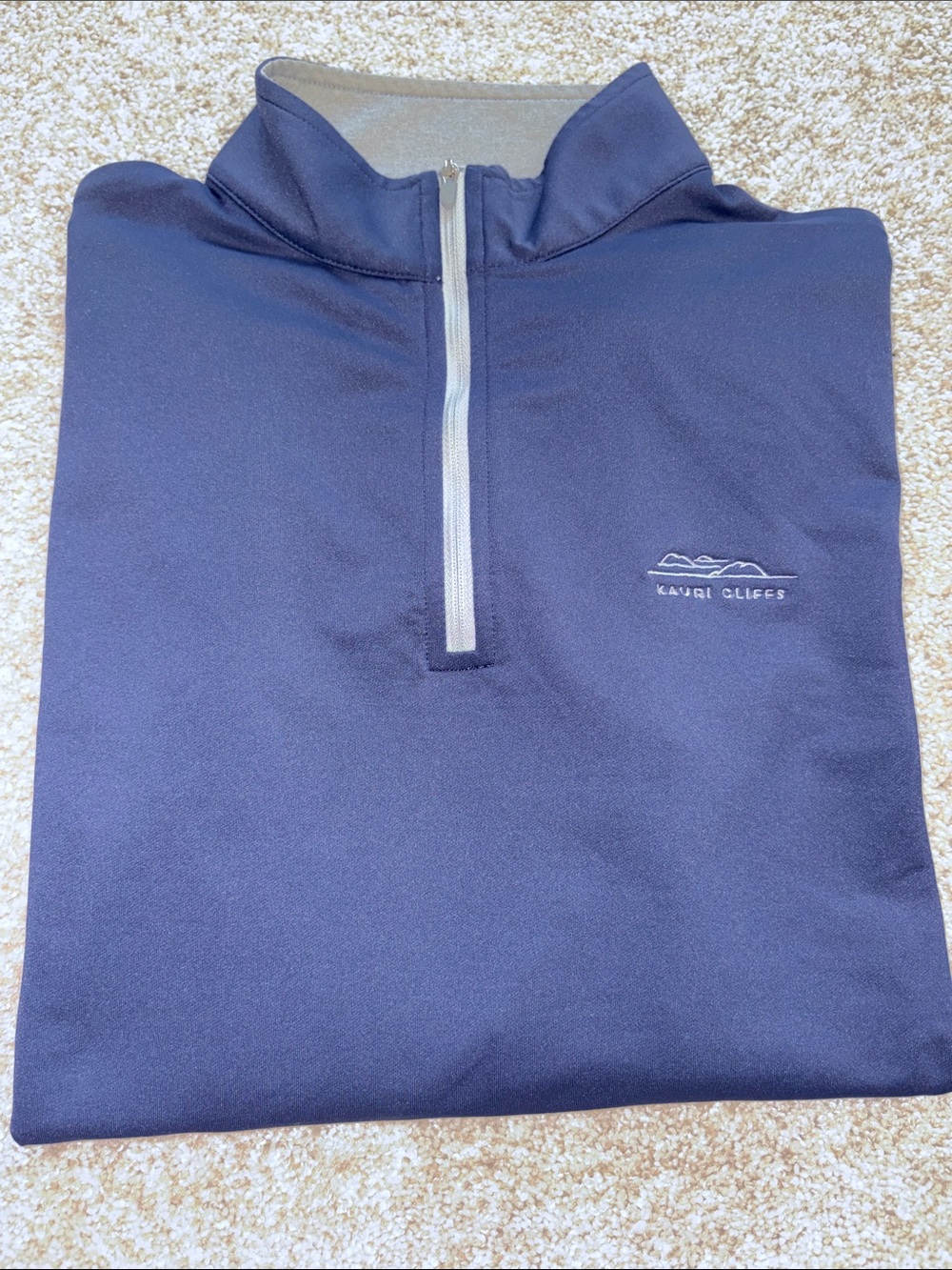 Peter Millar Navy 1/4 Zip Pullover with Kauri Cliffs Logo (small)